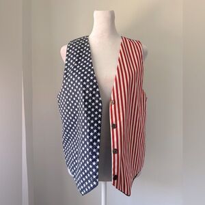 Red, White & Blue American Flag Stars & Stripes V-Neck Vest